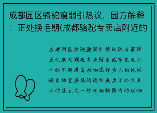 成都园区骆驼瘦弱引热议，园方解释：正处换毛期(成都骆驼专卖店附近的门店)